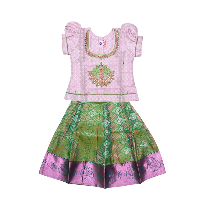 Pattu Pavadai Sattai Pair | Size 22 - 24/ South Indian Dress/ Traditional Dress/ Skirt And Top For Baby Girls - Long Skirts / Ghagra / Pavadai