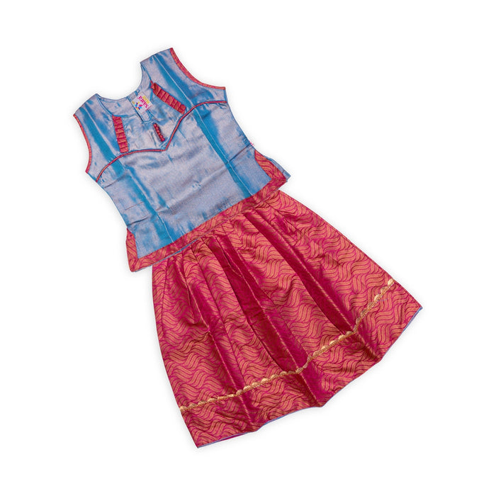 Pattu Pavadai Sattai Pair - Size 16-18 | Skirt And Top/ Traditional Dress/ South Indian Dress For Baby Girls - Long Skirts / Ghagra / Pavadai