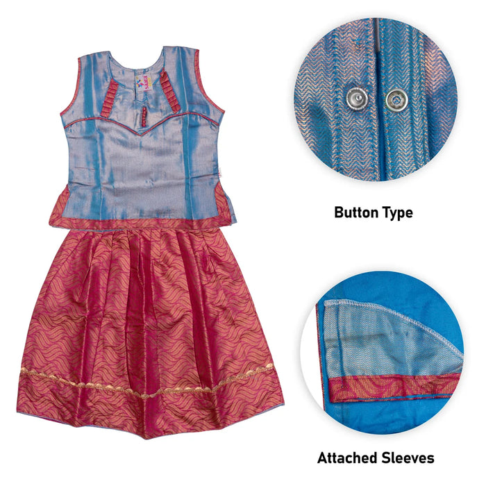 Pattu Pavadai Sattai Pair - Size 16-18 | Skirt And Top/ Traditional Dress/ South Indian Dress For Baby Girls - Long Skirts / Ghagra / Pavadai