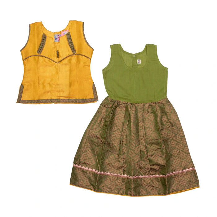 Pattu Pavadai Sattai Pair - Size 20 | South Indian Dress/ Traditional Dress/ Skirt And Top For Baby Girls - Long Skirts / Ghagra / Pavadai