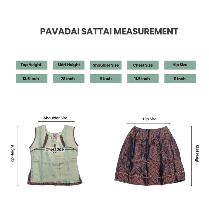 Pattu Pavadai Sattai Pair - Size 20 | South Indian Dress/ Traditional Dress/ Skirt And Top For Baby Girls - Long Skirts / Ghagra / Pavadai