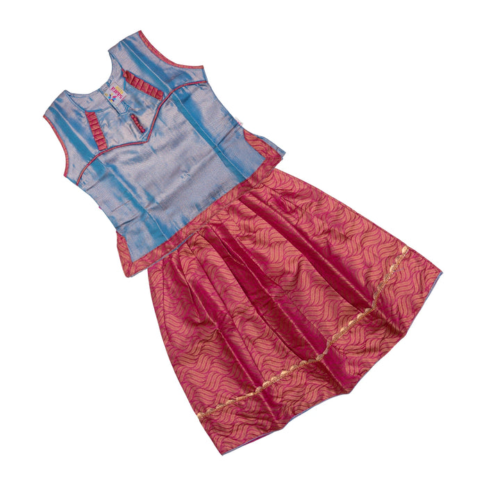 Pattu Pavadai Sattai Pair - Size 20 | South Indian Dress/ Traditional Dress/ Skirt And Top For Baby Girls - Long Skirts / Ghagra / Pavadai