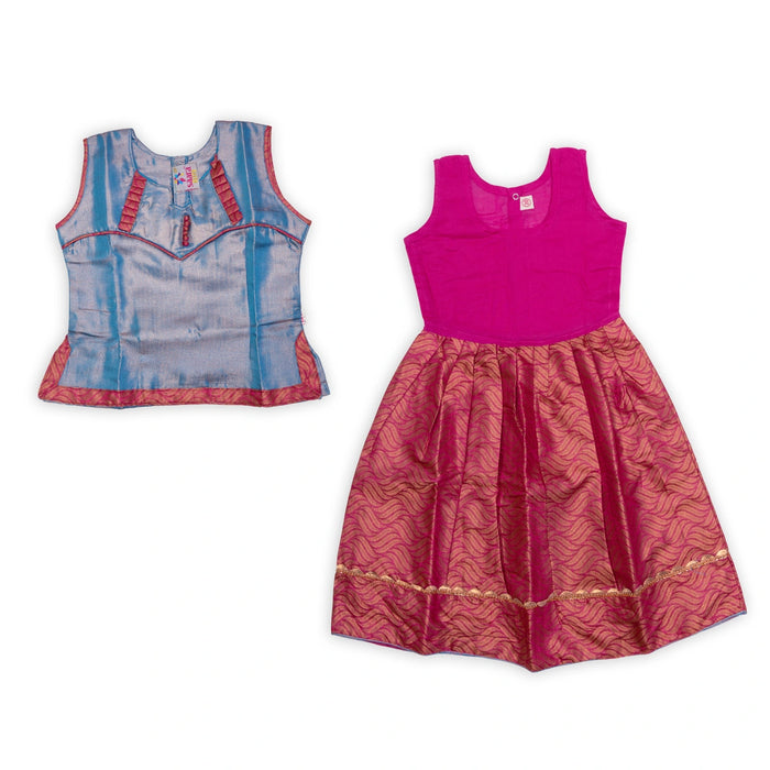 Pattu Pavadai Sattai Pair - Size 20 | South Indian Dress/ Traditional Dress/ Skirt And Top For Baby Girls - Long Skirts / Ghagra / Pavadai