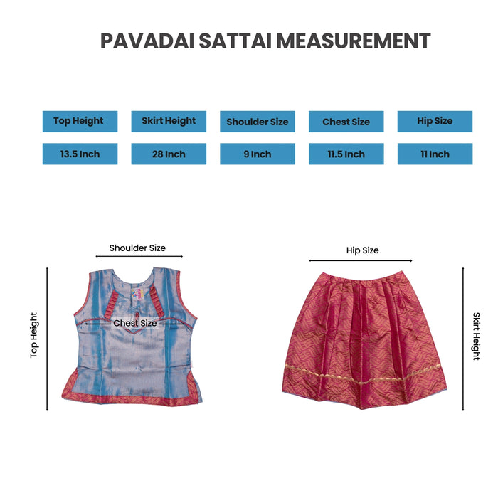 Pattu Pavadai Sattai Pair - Size 20 | South Indian Dress/ Traditional Dress/ Skirt And Top For Baby Girls - Long Skirts / Ghagra / Pavadai