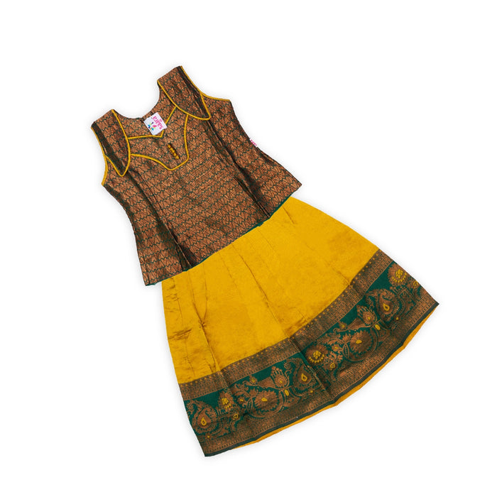 Pattu Pavadai Sattai Pair - Size 16-18 | South Indian Dress/ Skirt And Top/ Traditional Dress For Baby Girls - Long Skirts / Ghagra / Pavadai
