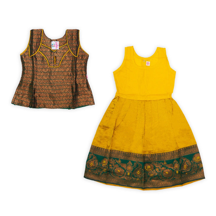 Pattu Pavadai Sattai Pair - Size 16-18 | South Indian Dress/ Skirt And Top/ Traditional Dress For Baby Girls - Long Skirts / Ghagra / Pavadai