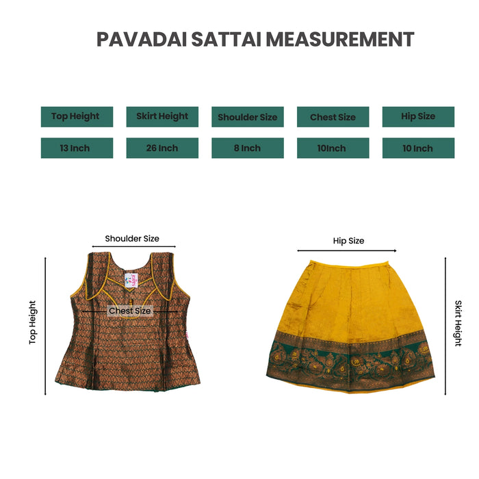 Pattu Pavadai Sattai Pair - Size 16-18 | South Indian Dress/ Skirt And Top/ Traditional Dress For Baby Girls - Long Skirts / Ghagra / Pavadai