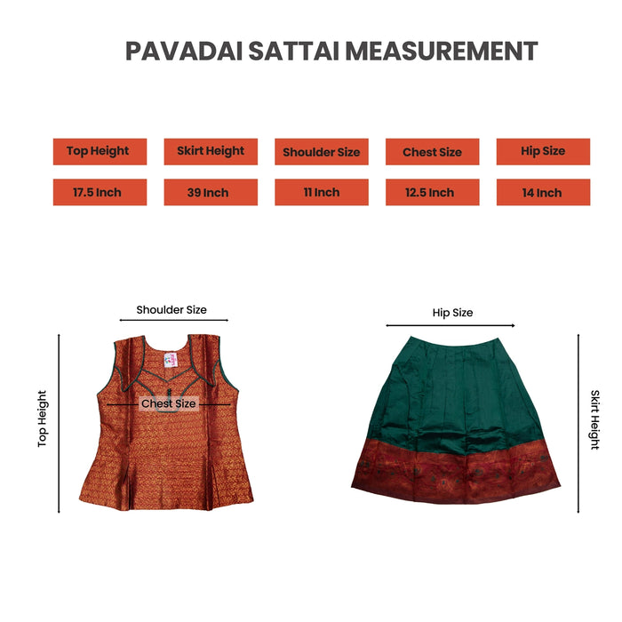 Pattu Pavadai Sattai Pair | South Indian Dress/ Size 22 - 24/ Traditional Dress/ Skirt And Top For Baby Girls - Long Skirts / Ghagra / Pavadai