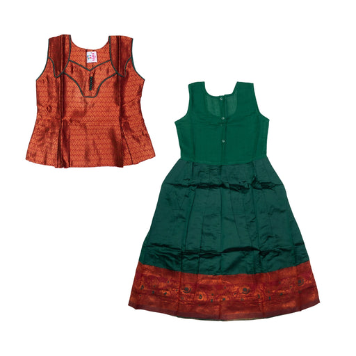 Pattu Pavadai Sattai Pair | Size 26 - 28/ South Indian Dress/ Traditional Dress/ Skirt And Top For Baby Girls - Long Skirts / Ghagra / Pavadai