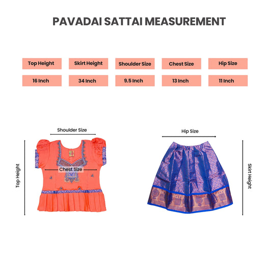 Pattu Pavadai Sattai Pair | South Indian Dress/ Traditional Dress/ Size 22 - 24/ Skirt And Top For Baby Girls - Long Skirts / Ghagra / Pavadai