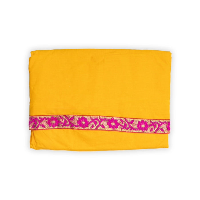 Readymade Panchakacham | Embroidery Border & Cotton Dhoti/ Mango Yellow Colour Panchakajam For Festive Occasions - Veshti & Dhoti