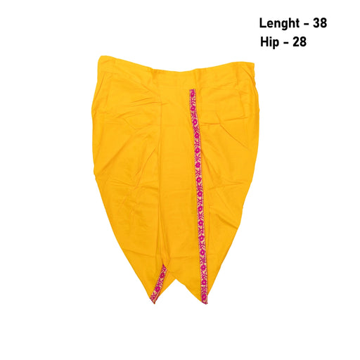 Readymade Panchakacham | Embroidery Border & Cotton Dhoti/ Mango Yellow Colour Panchakajam For Festive Occasions - Veshti & Dhoti