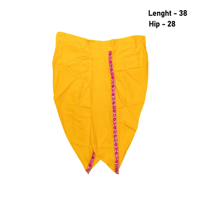 Readymade Panchakacham | Embroidery Border & Cotton Dhoti/ Mango Yellow Colour Panchakajam For Festive Occasions - Veshti & Dhoti