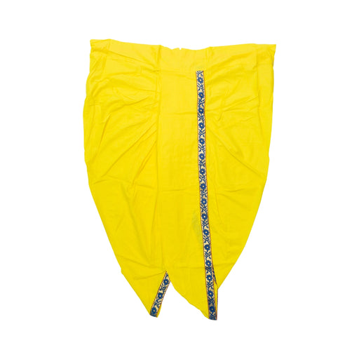 Readymade Panchakacham | Embroidery Border & Cotton Dhoti/ Lemon Yellow Colour Panchakajam For Festive Occasions - Veshti & Dhoti