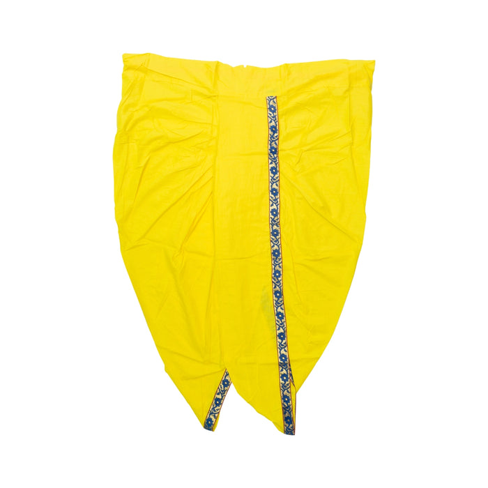 Readymade Panchakacham | Embroidery Border & Cotton Dhoti/ Lemon Yellow Colour Panchakajam For Festive Occasions - Veshti & Dhoti