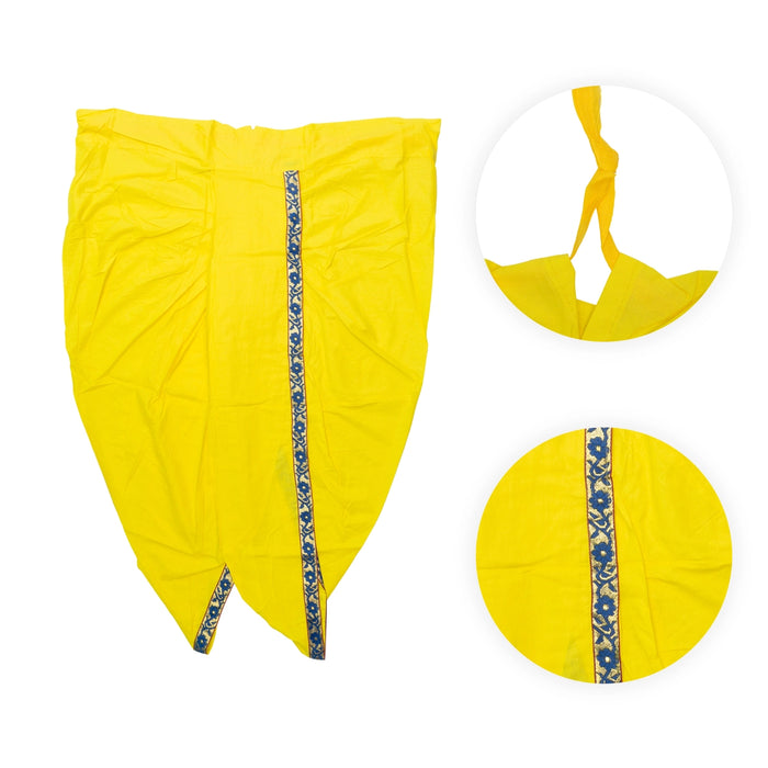 Readymade Panchakacham | Embroidery Border & Cotton Dhoti/ Lemon Yellow Colour Panchakajam For Festive Occasions - Veshti & Dhoti