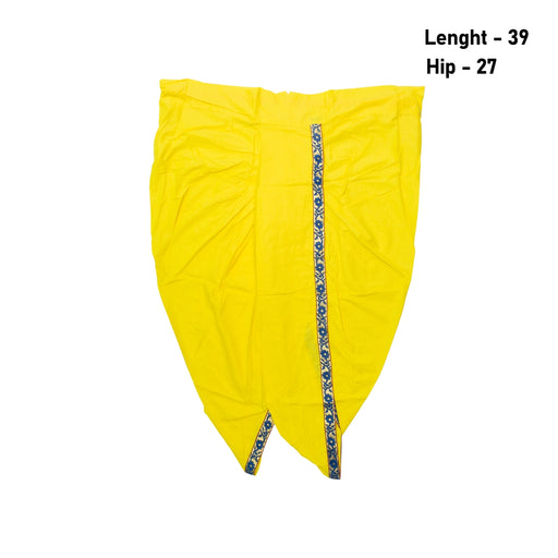 Readymade Panchakacham | Embroidery Border & Cotton Dhoti/ Lemon Yellow Colour Panchakajam For Festive Occasions - Veshti & Dhoti