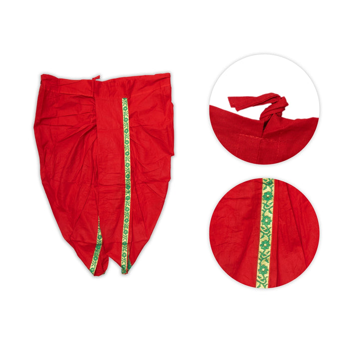 Readymade Panchakacham | Length 39 Inches/ Hip 27 Inches/ Cotton Dhoti/ Red Panchakajam For Traditional Wear - Veshti & Dhoti