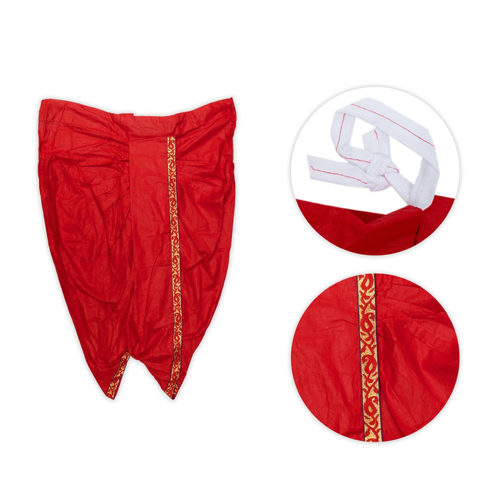 Readymade Panchakacham | Length 39 Inches/ Hip 27 Inches/ Cotton Dhoti/ Red Panchakajam For Traditional Wear - Veshti & Dhoti