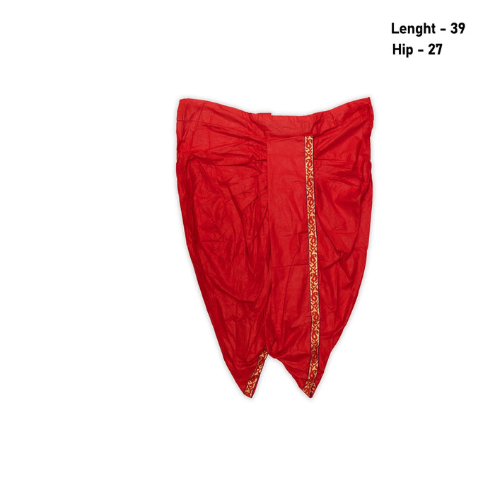 Readymade Panchakacham | Length 39 Inches/ Hip 27 Inches/ Cotton Dhoti/ Red Panchakajam For Traditional Wear - Veshti & Dhoti
