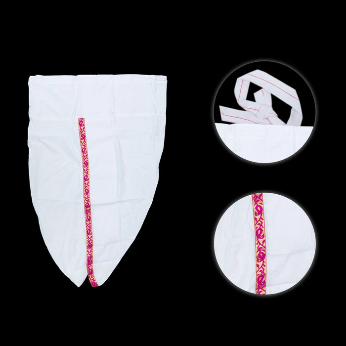 Readymade Panchakacham | Length 39 Inches/ Hip 26 Inches/ Cotton Dhoti/ White Panchakajam For Traditional Wear - Veshti & Dhoti