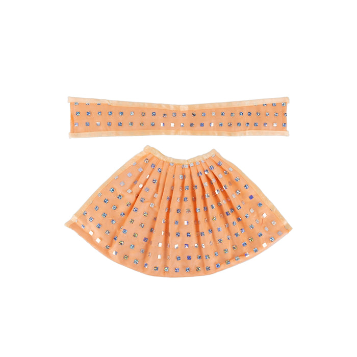 Devi Dress - 7 X 13 Inches | Mata Rani Poshak/ Lehenga Patka/ Devi Vastra/ Amman Pavadai For Deity Decoration - Devi Dress