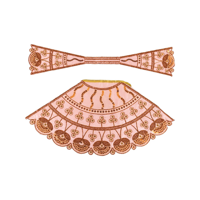 Devi Dress - 8.5 X 16 Inches | Mata Rani Poshak/ Lehenga Patka/ Embroidery Amman Pavadai For Deity Decoration - Devi Dress