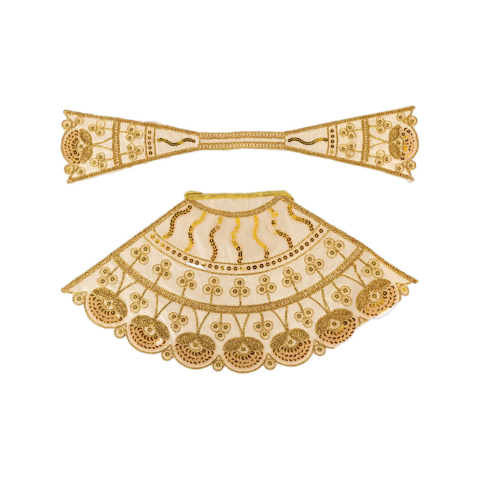 Devi Dress - 8.5 X 16 Inches | Mata Rani Poshak/ Lehenga Patka/ Embroidery Amman Pavadai For Deity Decoration - Devi Dress