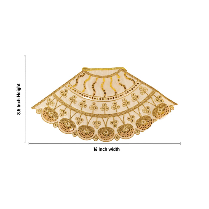 Devi Dress - 8.5 X 16 Inches | Mata Rani Poshak/ Lehenga Patka/ Embroidery Amman Pavadai For Deity Decoration - Devi Dress