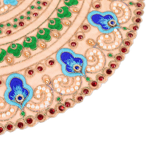 Devi Dress - 7 X 14 Inches | Mata Rani Poshak/ Lehenga Patka/ Embroidery Amman Pavadai For Deity Decoration - Devi Dress