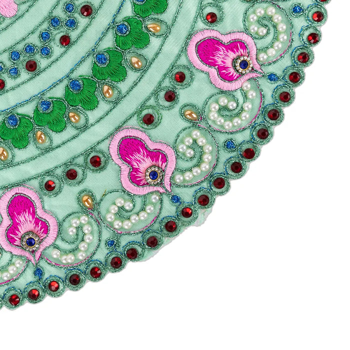 Devi Dress - 7 X 14 Inches | Mata Rani Poshak/ Lehenga Patka/ Embroidery Amman Pavadai For Deity Decoration - Devi Dress