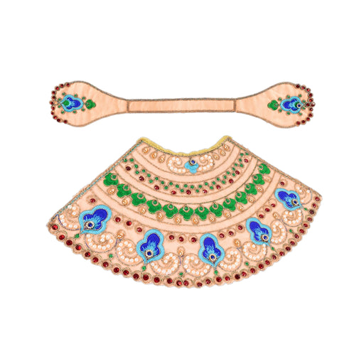Devi Dress - 7 X 14 Inches | Mata Rani Poshak/ Lehenga Patka/ Embroidery Amman Pavadai For Deity Decoration - Devi Dress