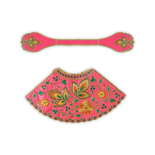 Devi Dress - 10.5 X 14.5 Inches | Mata Rani Poshak/ Lehenga Patka/ Embroidery Amman Pavadai For Deity Decor - Devi Dress