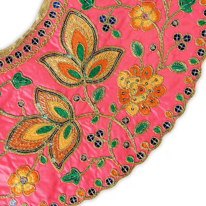 Devi Dress - 10.5 X 14.5 Inches | Mata Rani Poshak/ Lehenga Patka/ Embroidery Amman Pavadai For Deity Decor - Devi Dress