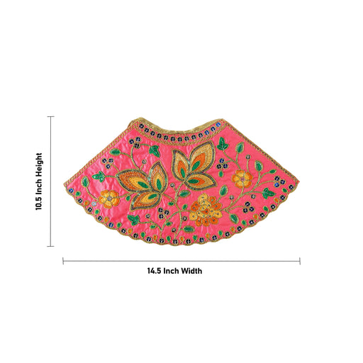 Devi Dress - 10.5 X 14.5 Inches | Mata Rani Poshak/ Lehenga Patka/ Embroidery Amman Pavadai For Deity Decor - Devi Dress