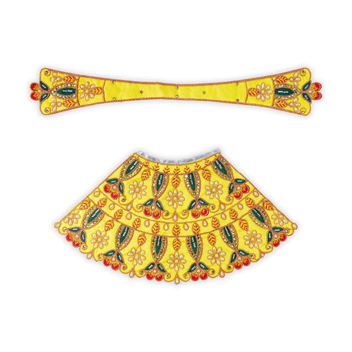 Devi Dress - 7 X 14 Inches | Mata Rani Poshak/ Lehenga Patka/ Embroidery Amman Pavadai For Deity Decor - Devi Dress