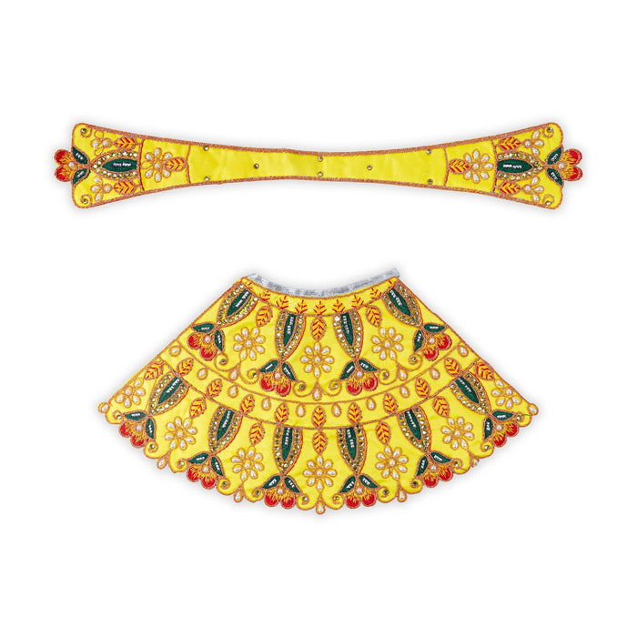 Devi Dress - 7 X 14 Inches | Mata Rani Poshak/ Lehenga Patka/ Embroidery Amman Pavadai For Deity Decor - Devi Dress