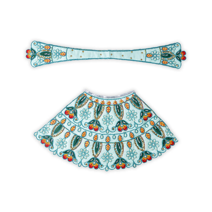 Devi Dress - 7 X 14 Inches | Mata Rani Poshak/ Lehenga Patka/ Embroidery Amman Pavadai For Deity Decor - Devi Dress