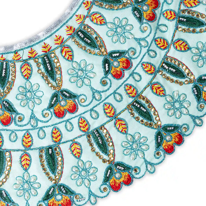 Devi Dress - 7 X 14 Inches | Mata Rani Poshak/ Lehenga Patka/ Embroidery Amman Pavadai For Deity Decor - Devi Dress