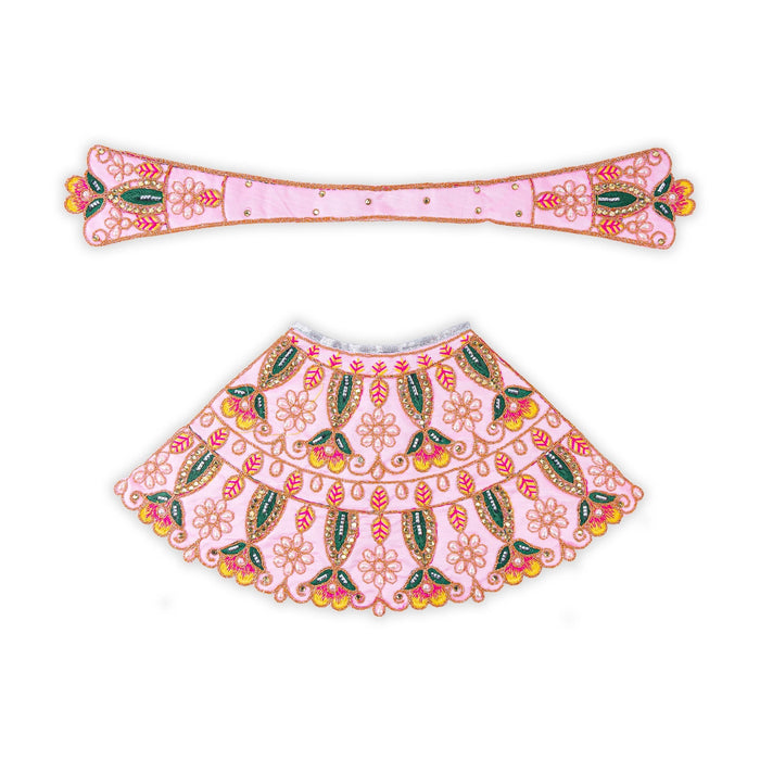 Devi Dress - 7 X 14 Inches | Mata Rani Poshak/ Lehenga Patka/ Embroidery Amman Pavadai For Deity Decor - Devi Dress