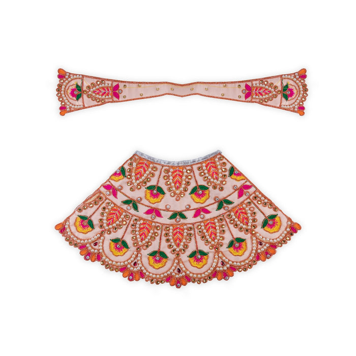 Devi Dress - 9 X 15 Inches | Mata Rani Poshak/ Lehenga Patka/ Embroidery Amman Pavadai For Deity Decor - Devi Dress