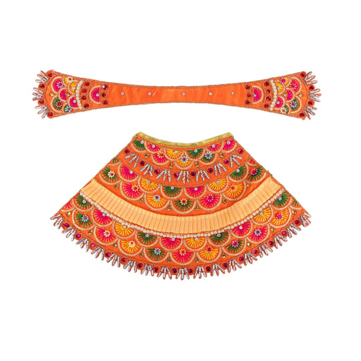 Devi Dress - 8 X 15 Inches | Mata Rani Poshak/ Lehenga Patka/ Embroidery Amman Pavadai For Deity Decoration - Devi Dress