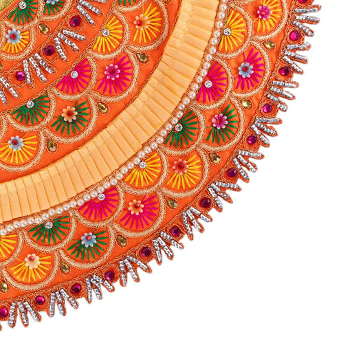 Devi Dress - 8 X 15 Inches | Mata Rani Poshak/ Lehenga Patka/ Embroidery Amman Pavadai For Deity Decoration - Devi Dress