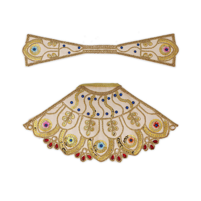 Devi Dress - 4.5 x 9 Inches | Embroidery Amman Pavadai / Lehenga Patka / Mata Poshak for God Idol - Devi Vastra