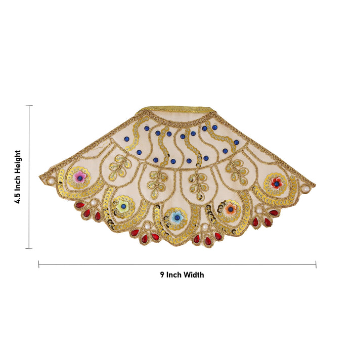 Devi Dress - 4.5 x 9 Inches | Embroidery Amman Pavadai / Lehenga Patka / Mata Poshak for God Idol - Devi Vastra