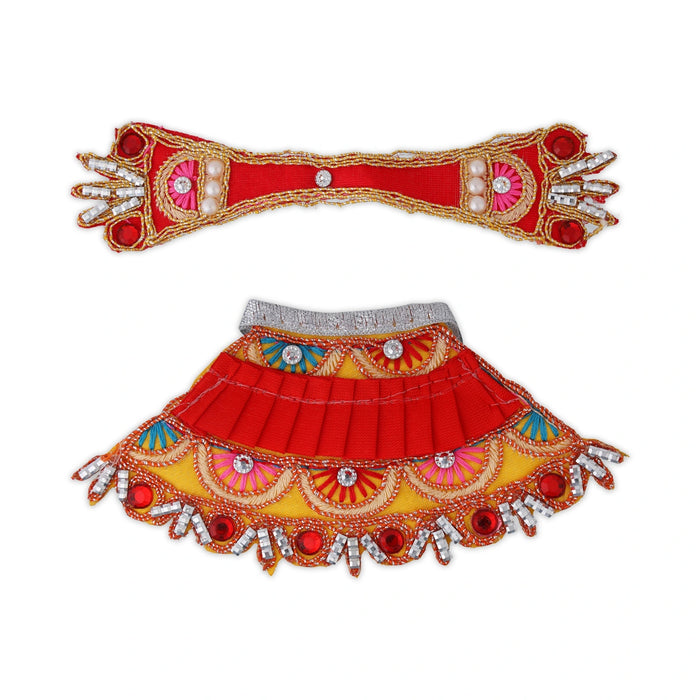 Lehenga Patka - 2.5 x 5 Inches | Amman Pavadi / Mata Poshak / Devi Dress / Devi Vastra For Deity