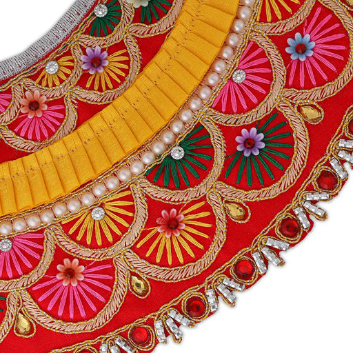 Lehenga Patka - 4.5 x 9.5 Inches | Stone Work Devi Dress / Amman Pavadai / Embroidery Devi Vastra for Deity - Devi Vastra