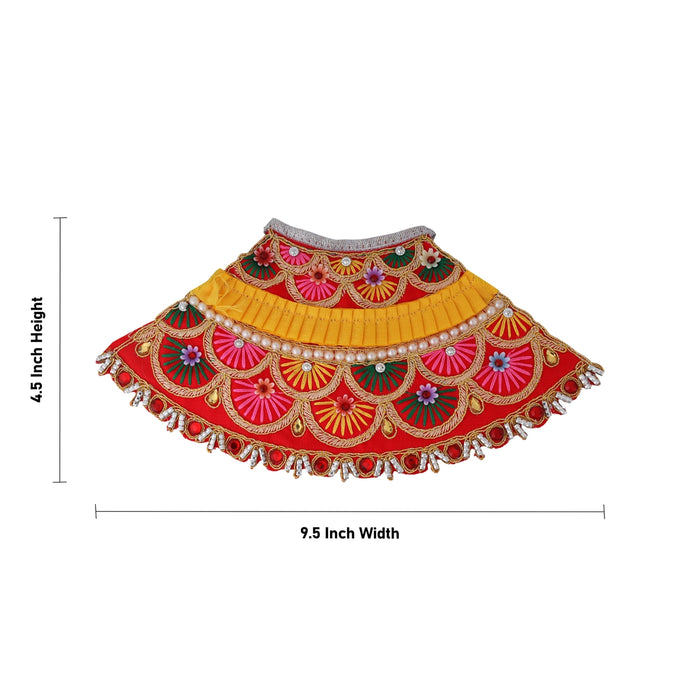 Lehenga Patka - 4.5 x 9.5 Inches | Stone Work Devi Dress / Amman Pavadai / Embroidery Devi Vastra for Deity - Devi Vastra