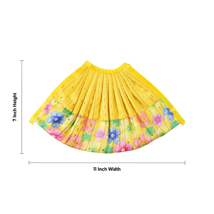 Devi Dress- 7 X 11 Inches | Mata Rani Poshak/ Lehenga Patka/ Flower Border Design Amman Pavadai For Deity Decor - Devi Dress