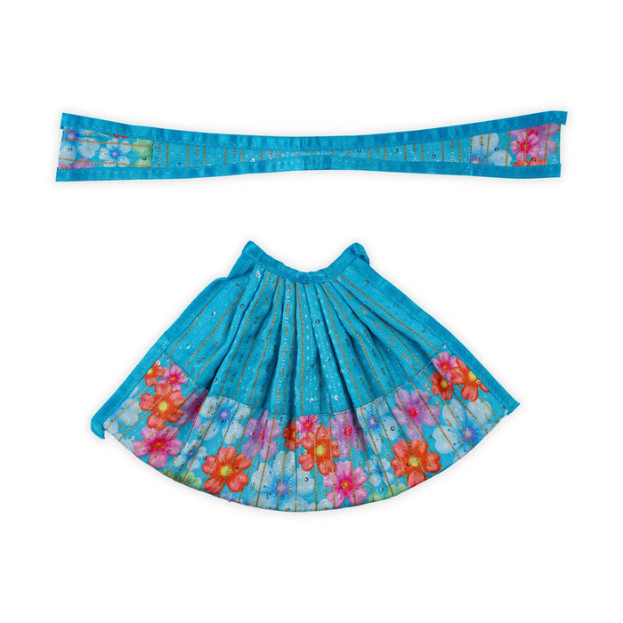 Devi Dress- 7 X 11 Inches | Mata Rani Poshak/ Lehenga Patka/ Flower Border Design Amman Pavadai For Deity Decor - Devi Dress